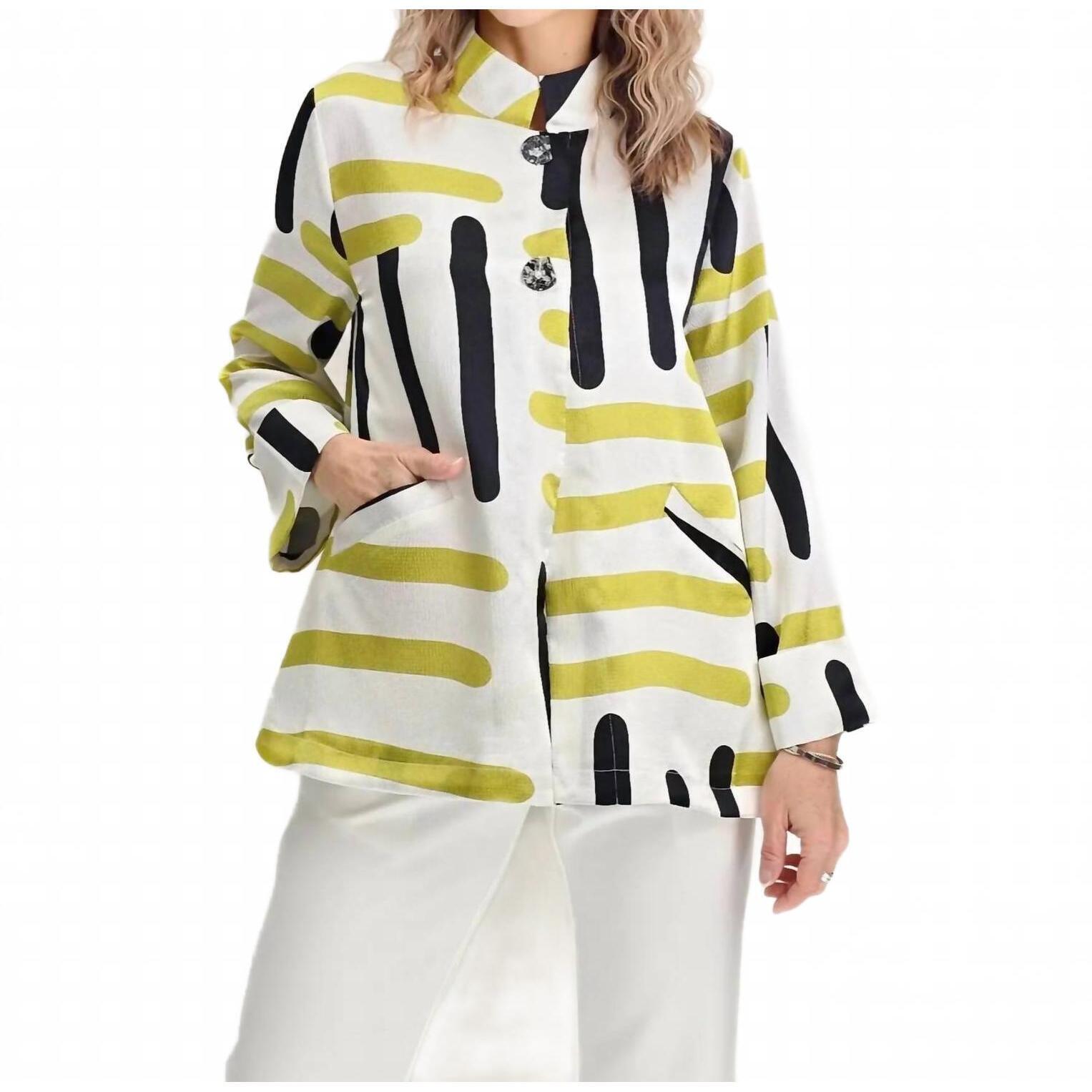 New Lemon Grass Abstract Print Jacket In Multi